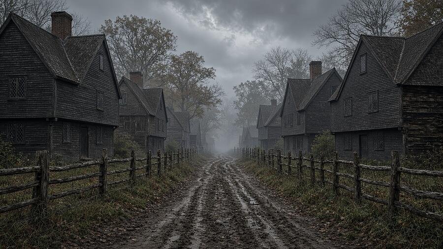 Old village on a misty day (AI-generated art)