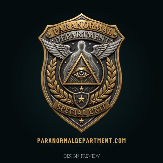 Paranormal Department badge design on a dark card