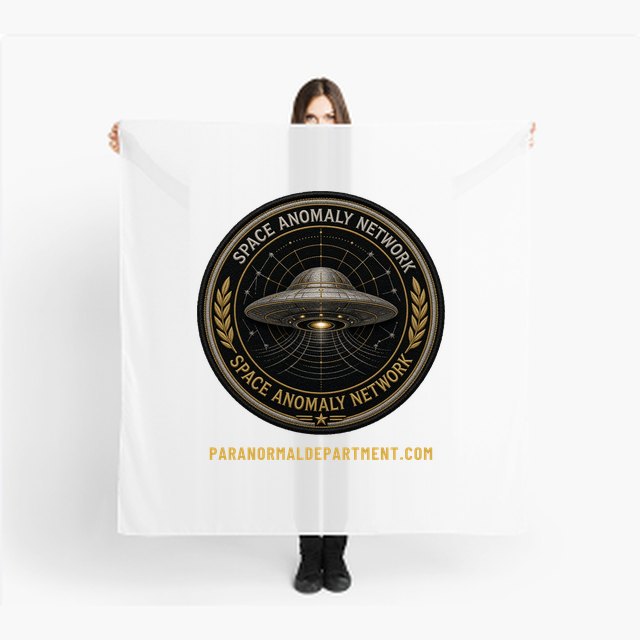 Scarf printed with the Space Anomaly Network badge