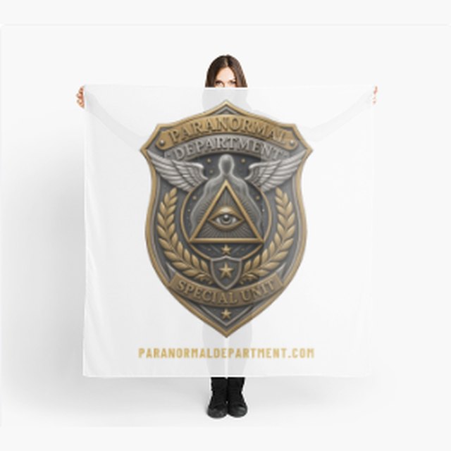 Scarf printed with the Paranormal Department badge